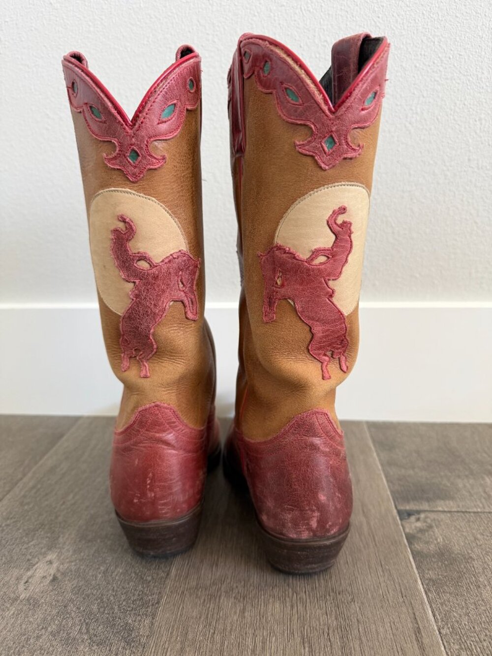 Caborca Boots Size 6 dusty pink and camel brown Western - Picture 2 of 5